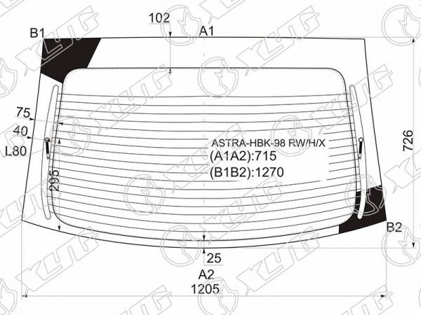 Стекло заднее с обогревом OPEL ASTRA G 3 /5D HBK 98-04