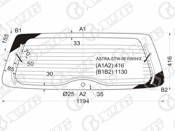 Стекло заднее с обогревом OPEL ASTRA G 5D WGN 98-04