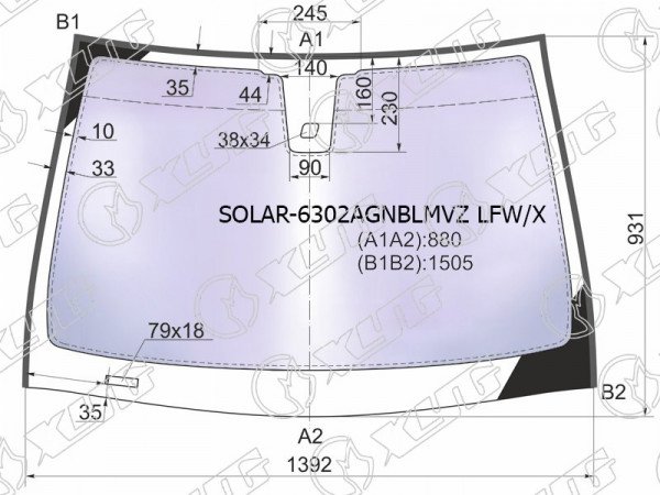 Стекло лобовое атермальное + дд OPEL ASTRA H 4 /5D HBK /WGN 04-14 (Solar-X защита от ультрафиол