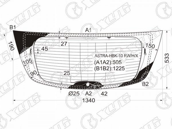 Стекло заднее с обогревом OPEL ASTRA J 5D HBK 10-