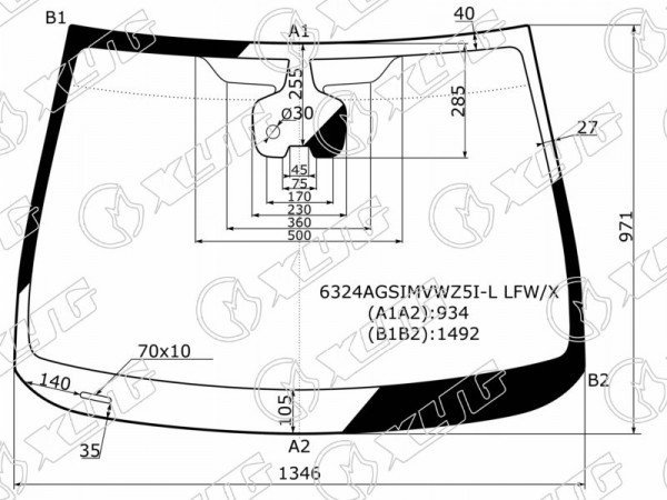 Стекло лобовое + дд +адапт.сист. освещен. (AFL) OPEL ASTRA J 5D HBK /WGN 12-