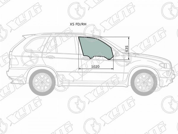 Стекло переднее правое опускное BMW X5 E53 00-06