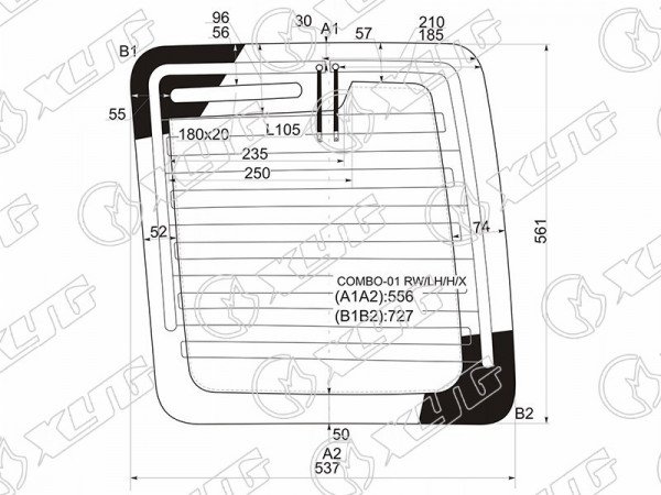 Стекло заднее (распашной двери) левое OPEL COMBO VAN 01-11