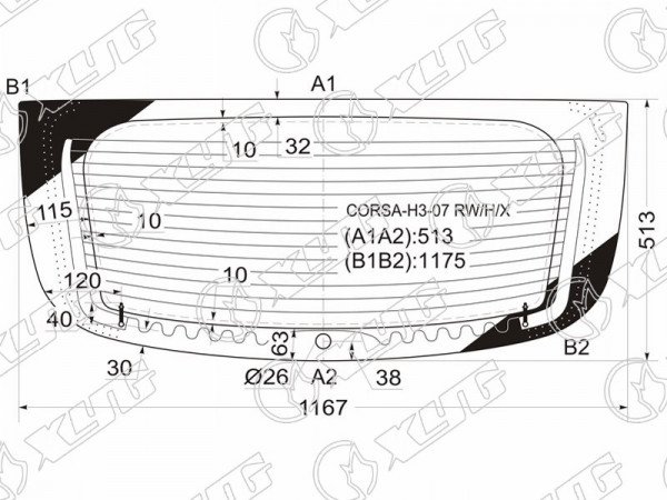 Стекло заднее с обогревом OPEL CORSA 3D HBK 06-14