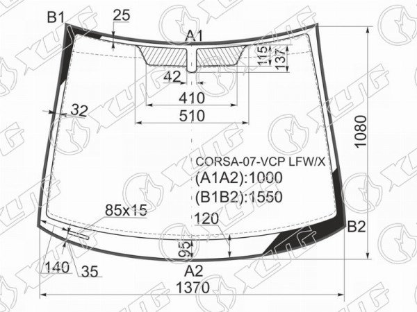 Стекло лобовое (Молдинг) Opel Corsa 06-14