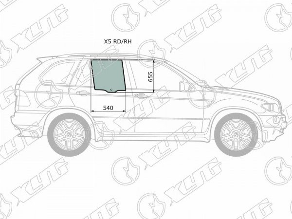 Стекло заднее правое опускное BMW X5 E53 00-06