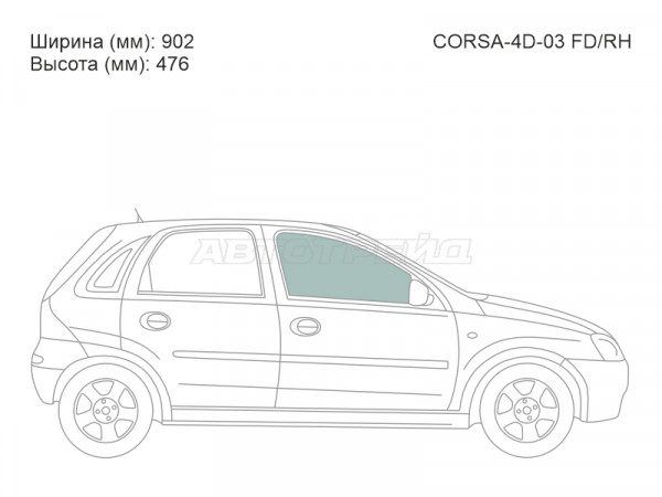 Стекло боковое опускное (Спереди / Справа / Цвет зеленый) Opel Corsa 03-06