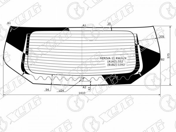 Стекло заднее с обогревом OPEL MERIVA (B) MPV 10-18