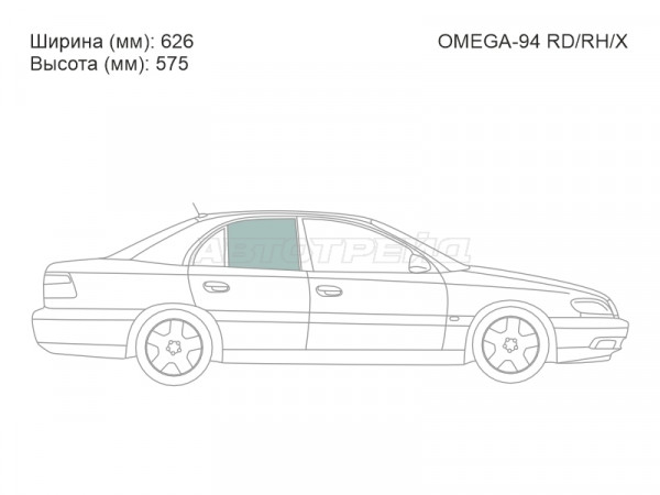 Стекло боковое опускное (Сзади / Справа / Цвет зеленый) Opel Omega 94-03