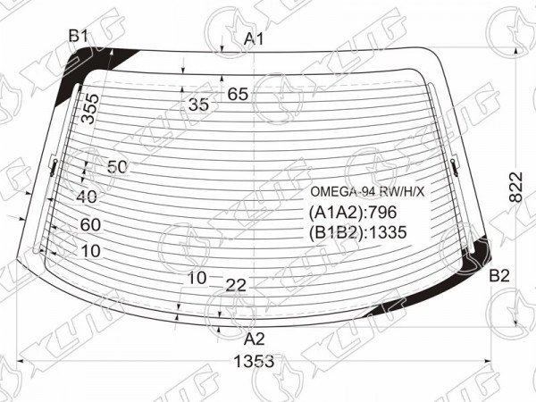 Стекло заднее с обогревом OPEL OMEGA 4D SED 94-04