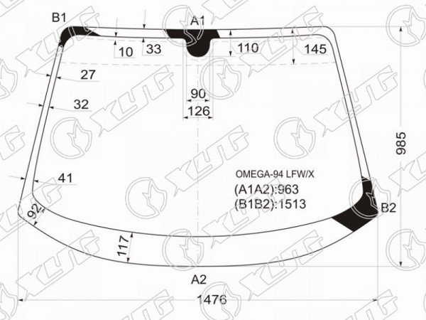 Стекло лобовое OPEL OMEGA B 4 /5D 94-04