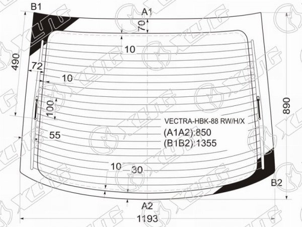 Стекло заднее с обогревом OPEL VECTRA A 5D HBK 88-95