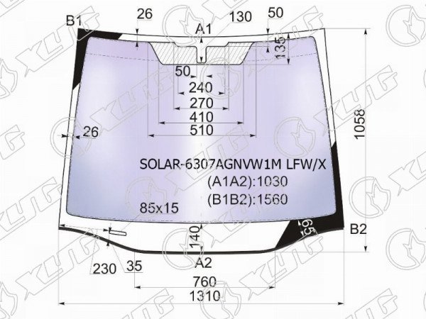 Стекло лобовое атермальное OPEL ZAFIRA B 05-14 (Solar-X защита от ультрафиолета)