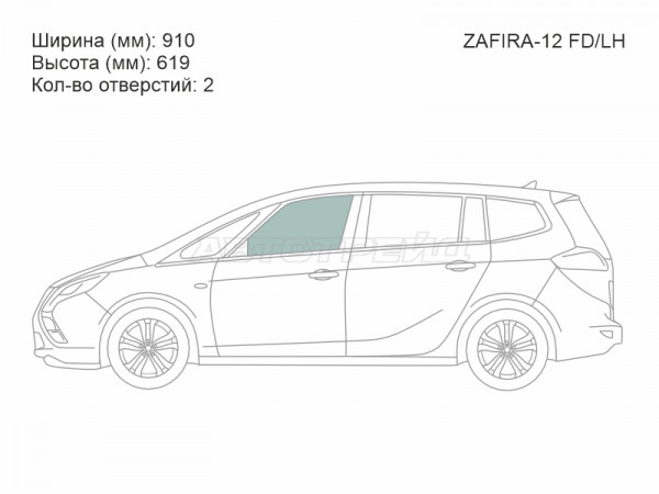 Стекло боковое опускное (Спереди / Слева / Цвет зеленый) Opel Zafira 11-16