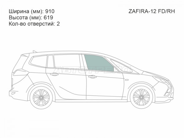 Стекло боковое опускное (Спереди / Справа / Цвет зеленый) Opel Zafira 11-16