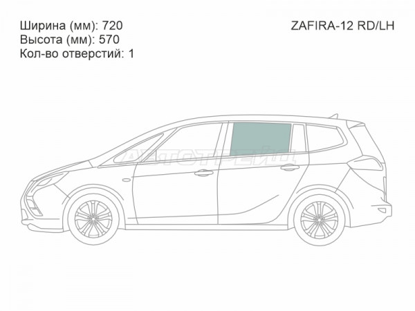 Стекло боковое опускное (Сзади / Слева / Цвет зеленый) Opel Zafira 11-16