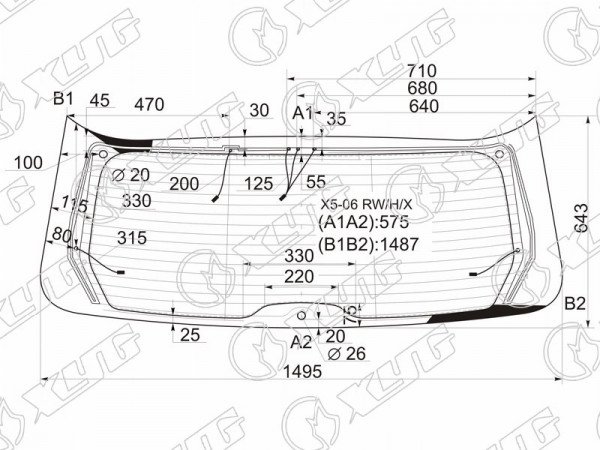 Стекло заднее с обогревом BMW X5 E70 06-13