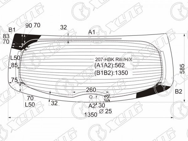 Стекло заднее с обогревом PEUGEOT 207 3 /5D HBK 06-12