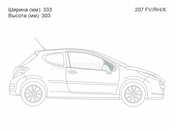 Стекло форточки (Спереди / Справа / Цвет зеленый) Peugeot 207 06-15