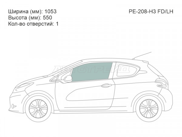 Стекло боковое опускное (Спереди / Слева / Цвет зеленый) Peugeot 2008 14-19  / 208 12-19