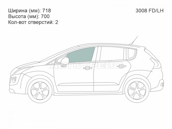 Стекло боковое опускное (Спереди / Слева / Цвет зеленый) Peugeot 3008 10-17