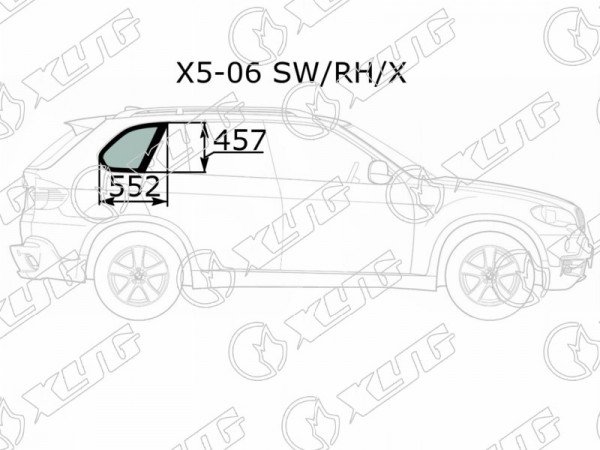Стекло кузова (собачник) заднее правое BMW X5 E70 06-13