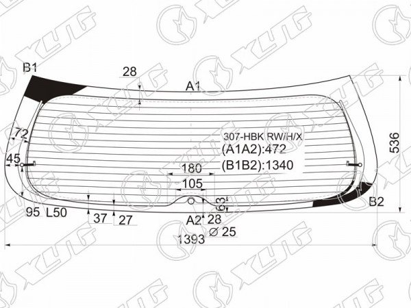 Стекло заднее с обогревом PEUGEOT 307 3 /5D HBK 01-08