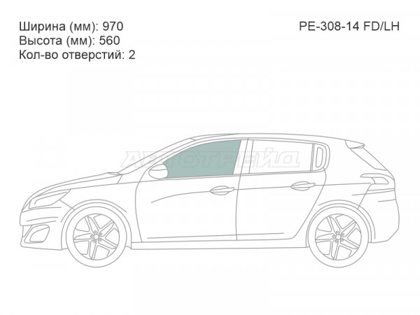 Стекло боковое опускное (Спереди / Слева / Цвет зеленый) Peugeot 308 13-19