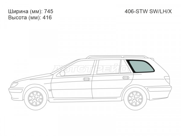 Стекло кузова боковое (не опускное) (Слева / Цвет зеленый) Peugeot 406 95-05