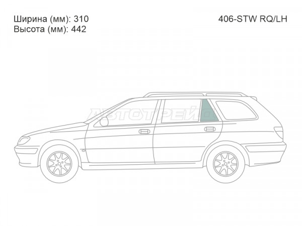 Стекло форточки (Сзади / Слева / Цвет зеленый) Peugeot 406 95-05