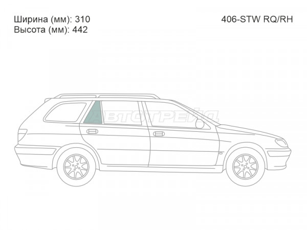 Стекло форточки (Сзади / Справа / Цвет зеленый) Peugeot 406 95-05