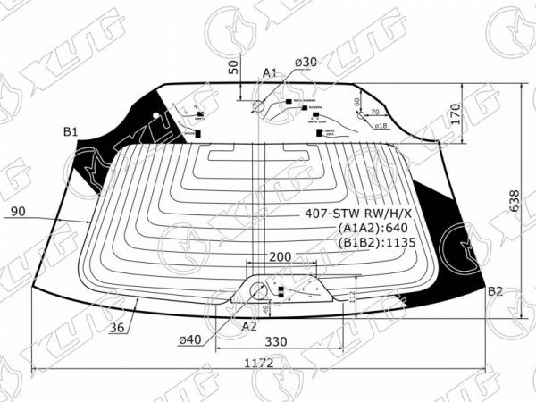 Стекло заднее с обогревом PEUGEOT 407 5D WGN 04-11