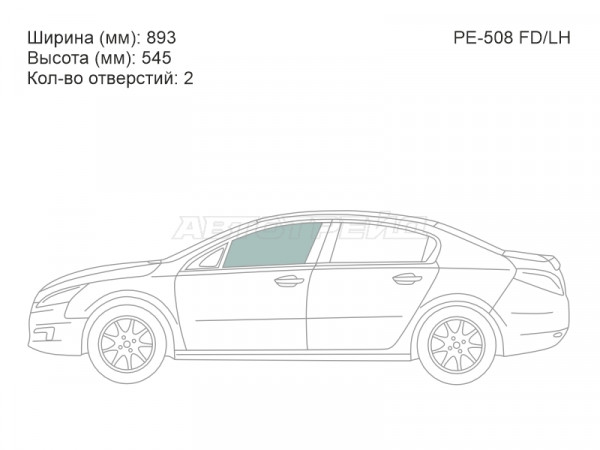 Стекло боковое опускное (Спереди / Слева / Цвет зеленый) Peugeot 508 10-18