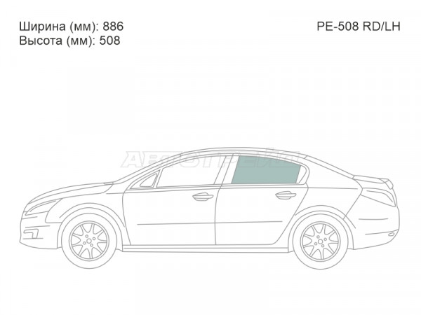 Стекло боковое опускное (Сзади / Слева / Цвет зеленый) Peugeot 508 10-18