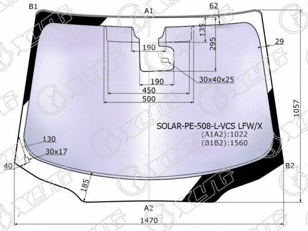 Стекло лобовое атермальное PEUGEOT 508 4 /5D SED /WGN 10-18 (Solar-X защита от ультрафиолета)