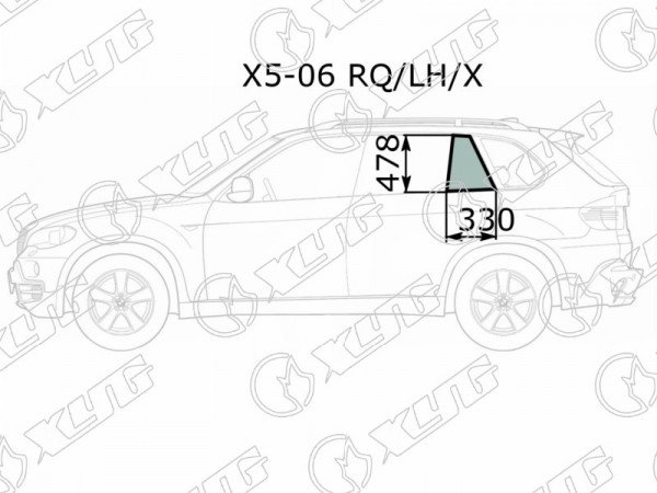 Стекло форточки (Сзади / Слева / Цвет зеленый) BMW X5 06-13