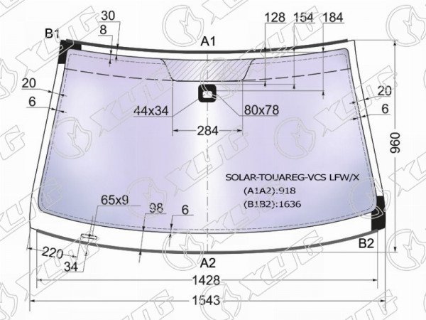 Стекло лобовое атермальное + дд VOLKSWAGEN TOUAREG /PORSCHE CAYENNE 02-10