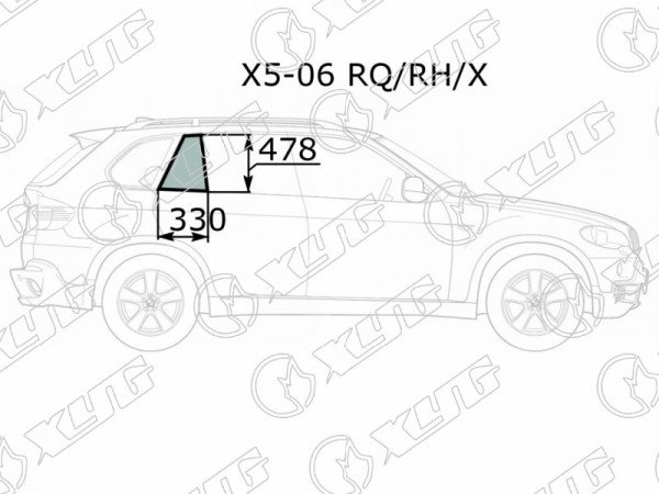 Стекло форточки (Сзади / Справа / Цвет зеленый) BMW X5 06-13