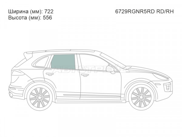 Стекло боковое опускное (Сзади / Справа / Цвет зеленый) Porsche Cayenne 10-18