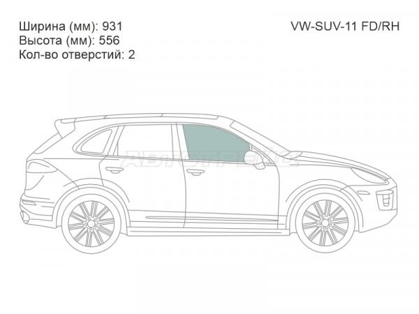 Стекло боковое опускное (Спереди / Справа / Цвет зеленый) Volkswagen Touareg 10-18  / Porsche Cayenne 10-18