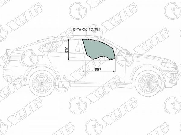 Стекло переднее правое опускное BMW X6 E71 08-14