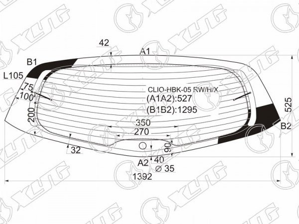 Стекло заднее с обогревом RENAULT CLIO III 3 /5D 05-12