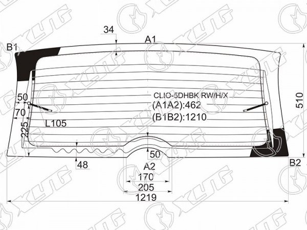 Стекло заднее с обогревом RENAULT CLIO 5D HBK 98-06