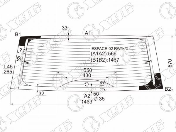 Стекло заднее с обогревом RENAULT ESPACE GRAND IV 03-14