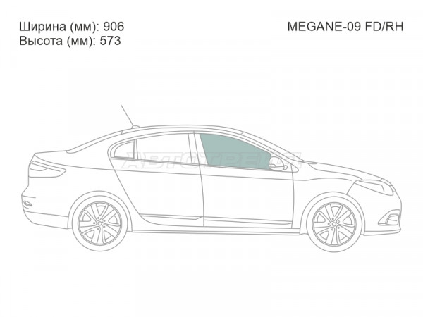 Стекло боковое опускное (Спереди / Справа / Цвет зеленый) Renault Fluence 09-17  / Megane 08-16