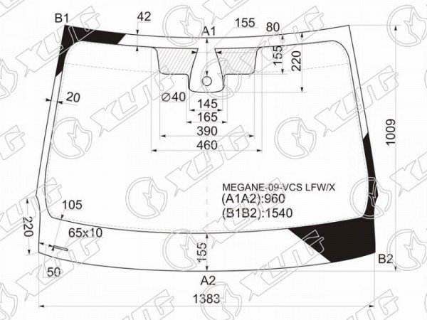 Стекло лобовое (Датчик дождя) Renault Fluence 09-17  / Megane 08-16