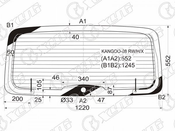 Стекло заднее с обогревом RENAULT KANGOO 08-