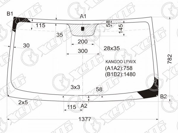 Стекло лобовое RENAULT KANGOO 97-07