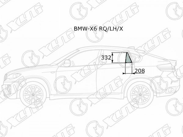 Стекло форточки (Сзади / Слева / Цвет зеленый) BMW X6 08-14