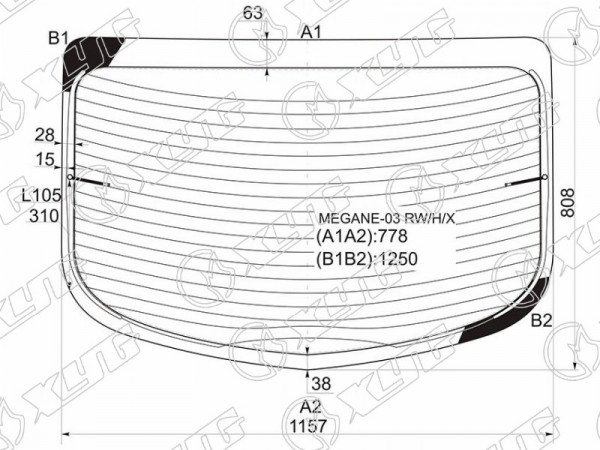 Стекло заднее с обогревом RENAULT MEGANE II 4D SED 02-08
